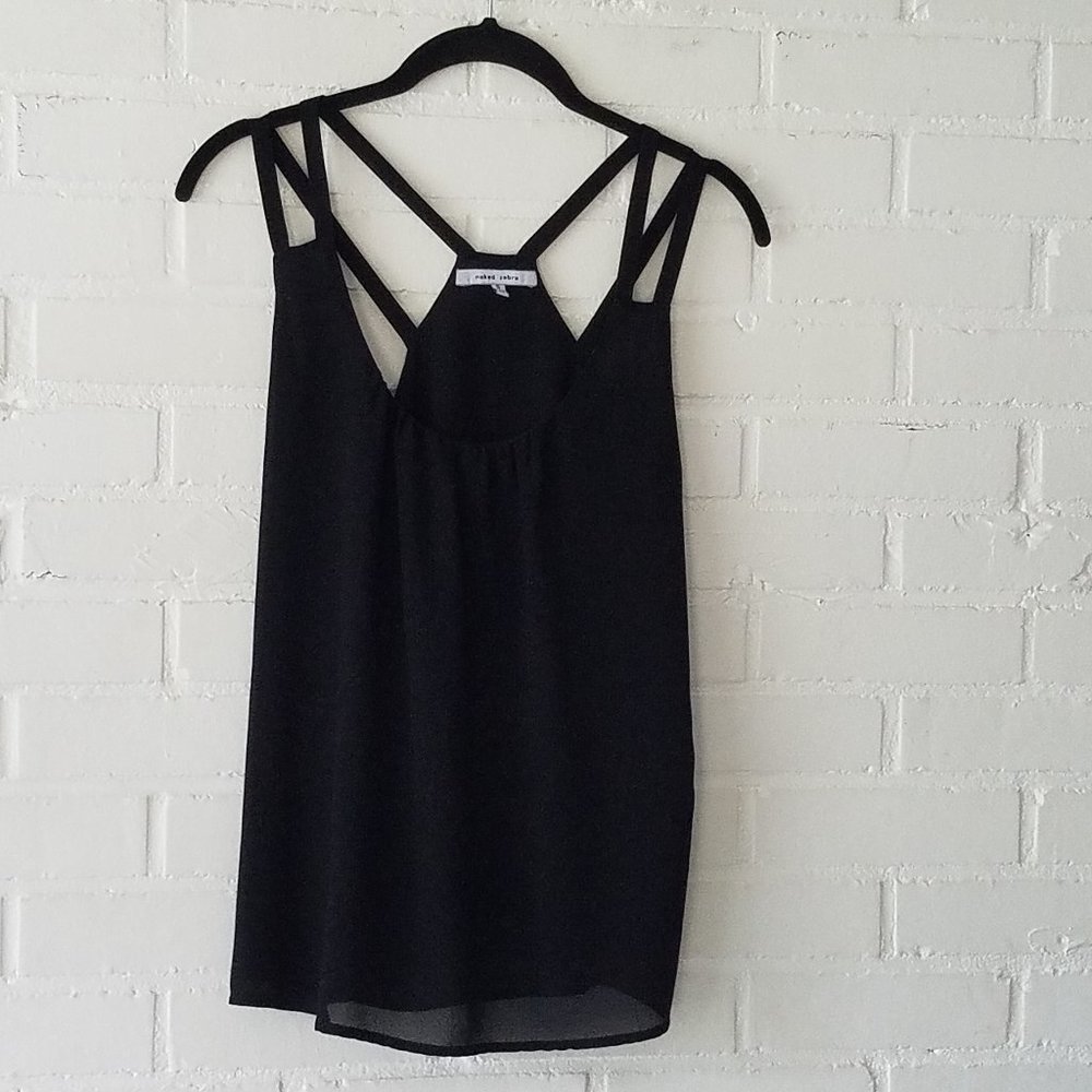 Strappy Black Naked Zebra Top Women's Small